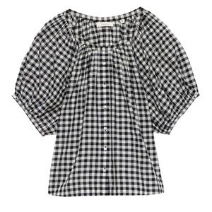 Doen June Black and White Gingham Blouse